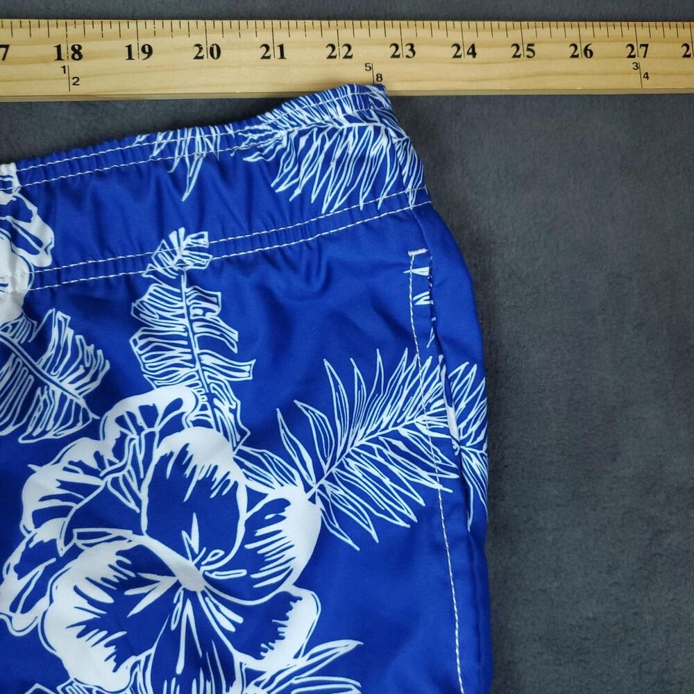 Op Swim Trunks Mens 3XL Blue Hawaiian Floral Lined Quick Dry Beach - Picture 4 of 8